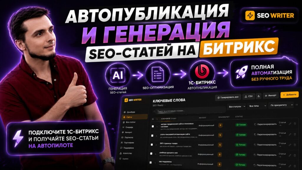 Как настроить автоматическую генерацию и публикацию SEO-статей на сайте 1С-Битрикс