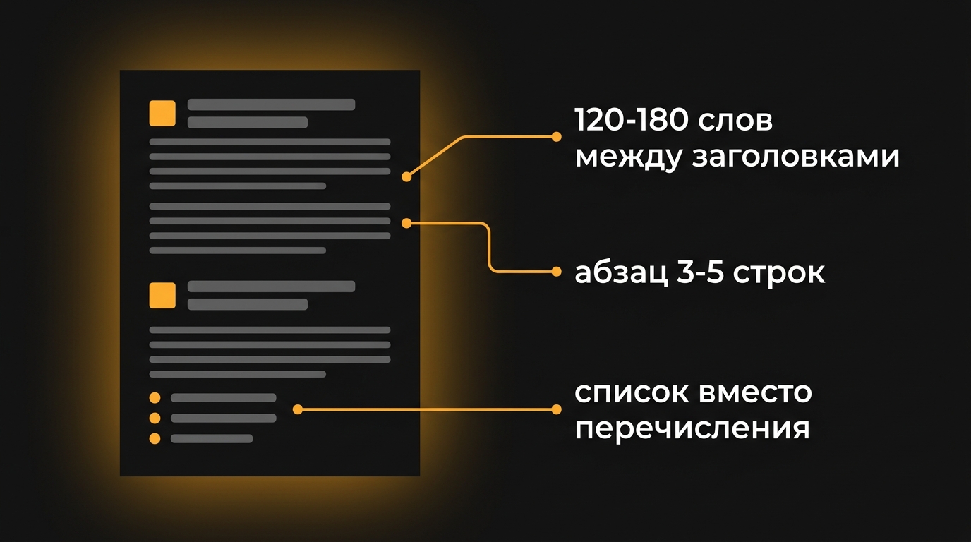 SEO-текст: что это и как писать статьи, которые попадают в топ 2 Структура раздела SEO-текста: объём блока, длина абзаца, списки
