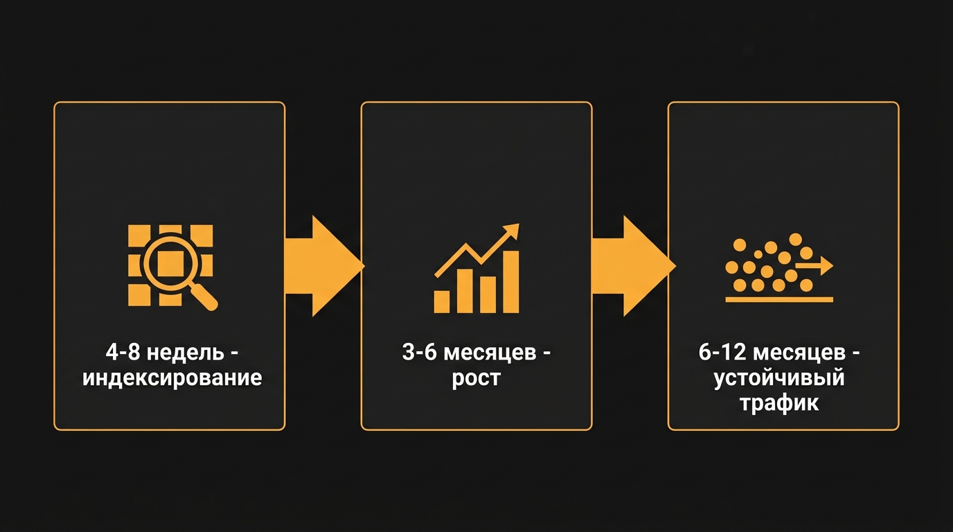 Как научиться SEO с нуля: программа обучения и выбор курса 3 Сроки первого результата в SEO: от индексирования до устойчивого трафика