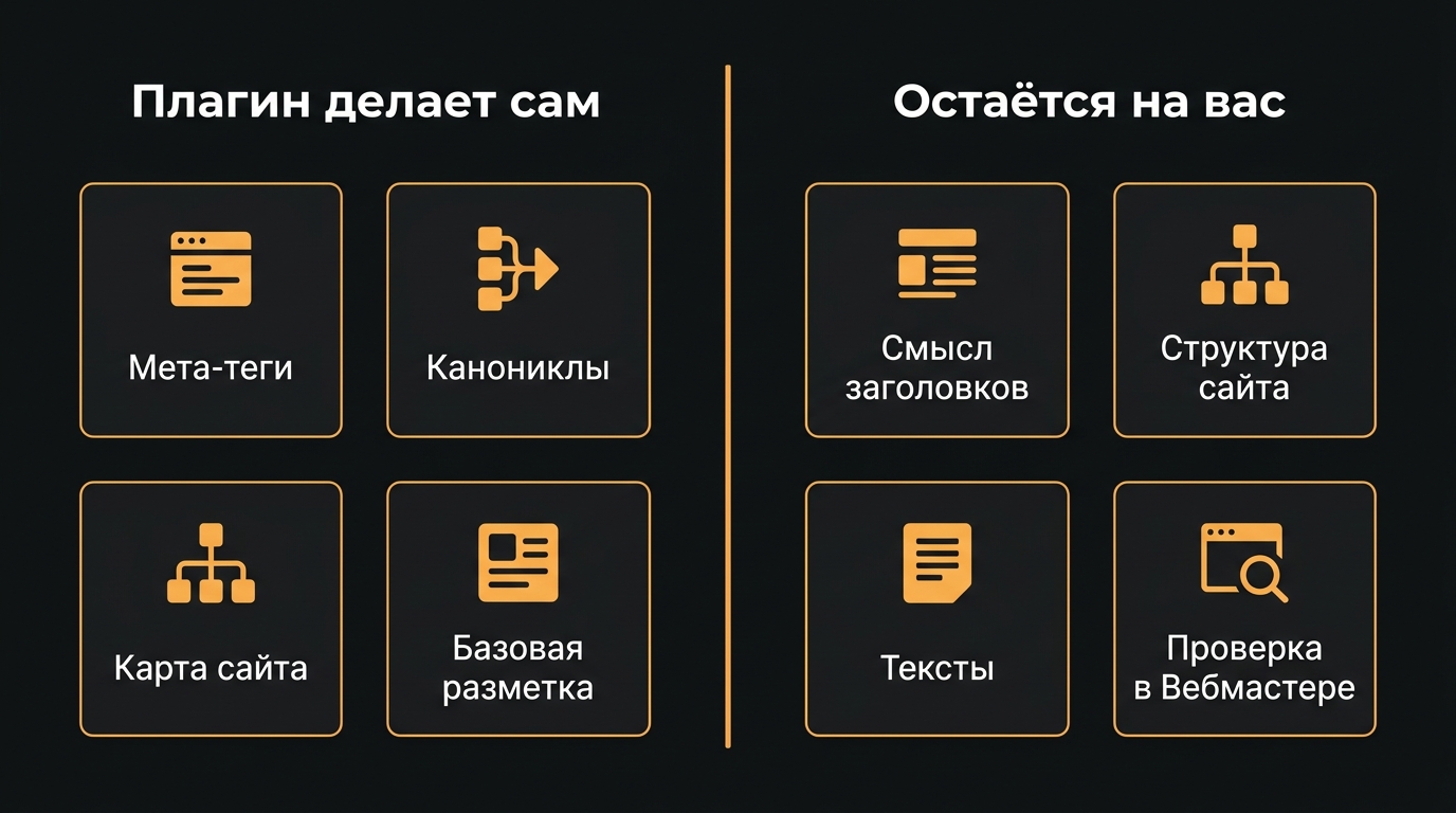 Yoast SEO: настройка плагина для WordPress 2 Что Yoast SEO делает автоматически и что остаётся сделать вручную